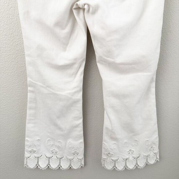 PILCRO x ANTHROPOLOGIE | White Denim Jeans Embroidered Cropped High Rise | 29, 8 - Picture 6 of 12